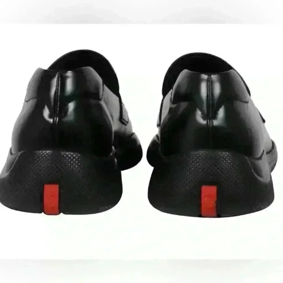 PRADA Men’s Spazzolato Penny Loafers, authenticated; Black leather. Size: 10 COA - Picture 4 of 13